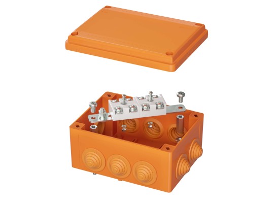 FSK21410 Коробка пластиковая FS с кабельными вводами и клеммниками, IP55, 150х110х70 мм, 4р, 450V, 32A, 10 мм2, нерж.контакт ДКС | DKC