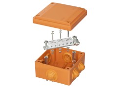 Коробка пластиковая FS с кабельными вводами и клеммниками, IP55, 100х100х50 мм, 6р, 450V, 6A, 4 мм2