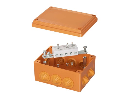 FSB21516 Коробка пластиковая FS с кабельными вводами и клеммниками, IP55, 150х110х70 мм, 5р, 450V, 30A, 16 мм2 ДКС | DKC