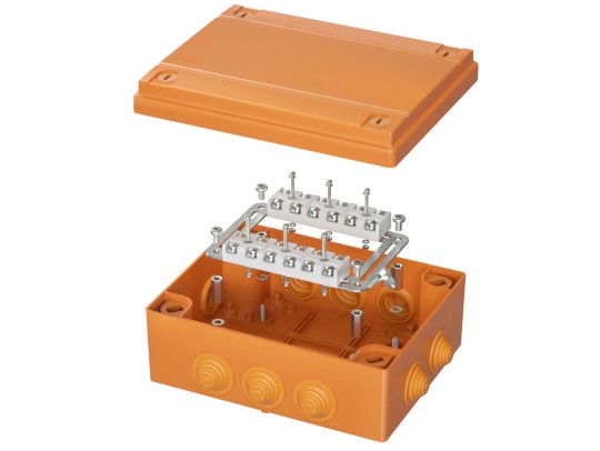 FSK411210 Коробка пластиковая FS с кабельными вводами и клеммниками, IP55, 240х190х90 мм, 12р, 450V, 32A, 10 мм2 ДКС | DKC