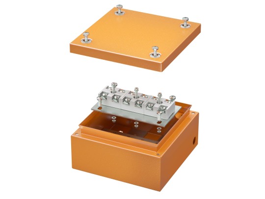 FSK30610 Коробка стальная FS с гладкими стенками и клеммниками, IP66, 150х150х80 мм, 6р, 450V, 32A, 10 мм2, нерж.контакт ДКС | DKC