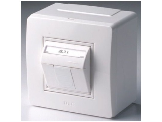 10665 Коробка в сборе с 1 розеткой RJ45, кат.5е (телефон / компьютер), белая ДКС | DKC