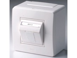 Коробка в сборе с 1 розеткой RJ45, кат.5е (телефон / компьютер), белая