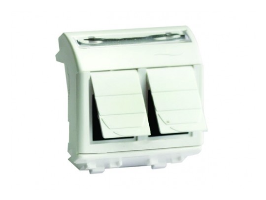Ком.роз. двойная RJ45 кат.5e, Brava, белая, 2мод 76656B Ком.роз. двойная RJ45 кат.5e, Brava, белая, 2мод ДКС | DKC