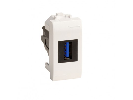USB 3.0 розетка, Brava, белая, 1 мод. 76300B USB 3.0 розетка, Brava, белая, 1 мод. ДКС | DKC