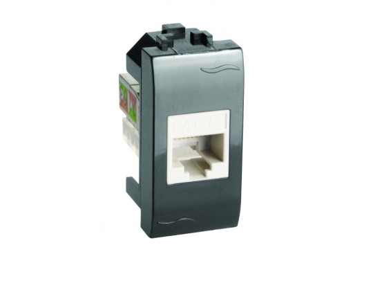 Компьютерная розетка RJ45 кат.6, 8P8C, Brava, черная, 1мод 77458N Компьютерная розетка RJ45 кат.6, 8P8C, Brava, черная, 1мод ДКС | DKC