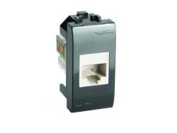 Компьютерная розетка RJ45 кат.6, 8P8C, Brava, черная, 1мод 77458N Компьютерная розетка RJ45 кат.6, 8P8C, Brava, черная, 1мод ДКС | DKC