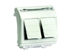 Компьютерная розетка двойная RJ45 кат.5e экран., 8P8C, Brava, черная, 2мод 77459N Компьютерная розетка двойная RJ45 кат.5e экран., 8P8C, Brava, черная, 2мод ДКС | DKC