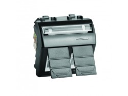 Компьютерная розетка двойная RJ45 кат.5e, Brava, черная, 2мод 77656N Компьютерная розетка двойная RJ45 кат.5e, Brava, черная, 2мод ДКС | DKC