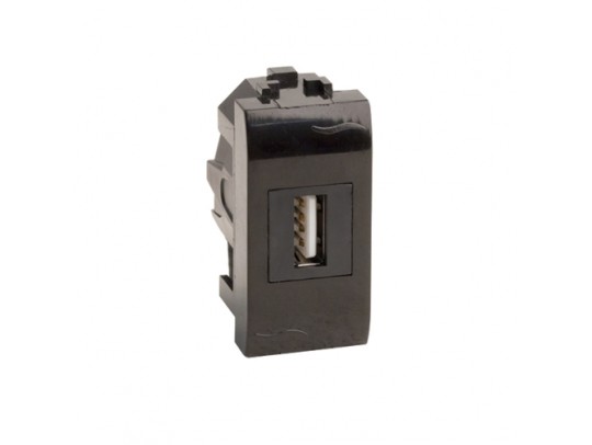 USB 2.0 розетка, Brava, черная, 1 мод. 77200N USB 2.0 розетка, Brava, черная, 1 мод. ДКС | DKC