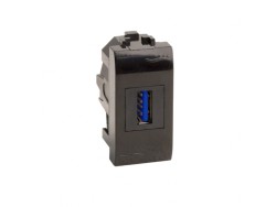 USB 3.0 розетка, Brava, черная, 1 мод. 77300N USB 3.0 розетка, Brava, черная, 1 мод. ДКС | DKC