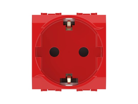 76482R Электрическая розетка, с заземлением, со шторками, красная, 2 мод. ДКС | DKC
