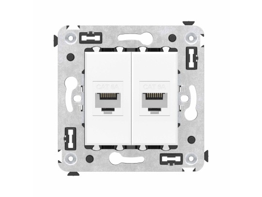 4400674 Компьютерная розетка RJ-45 без шторки в стену, кат.6А двойная, &quot;Avanti&quot;, &quot;Белое облако&quot; ДКС | DKC