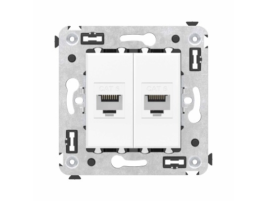 4400694 Компьютерная розетка RJ-45 без шторки в стену, кат.6 двойная, &quot;Avanti&quot;, &quot;Белое облако&quot; ДКС | DKC