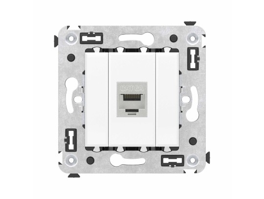 Компьютерная розетка RJ-45 без шторки в стену, кат.6А одинарная экранированная, "Avanti", "Белое облако" 4400773 Компьютерная розетка RJ-45 без шторки в стену, кат.6А одинарная экранированная, "Avanti", "Белое облако" ДКС | DKC