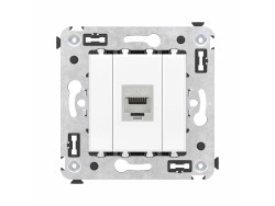 Компьютерная розетка RJ-45 без шторки в стену, кат.6А одинарная экранированная, "Avanti", "Белое облако" 4400773 Компьютерная розетка RJ-45 без шторки в стену, кат.6А одинарная экранированная, "Avanti", "Белое облако" ДКС | DKC