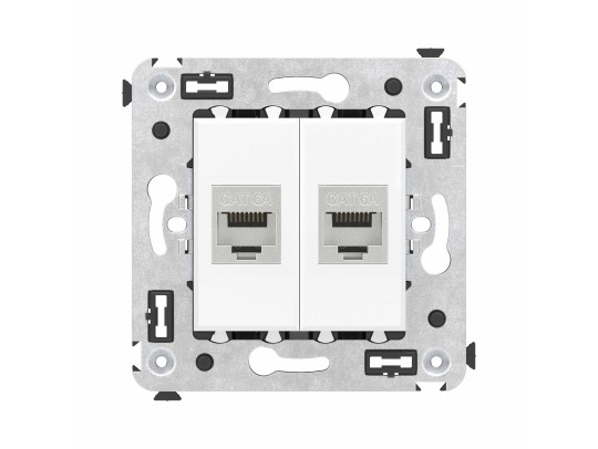 Компьютерная розетка RJ-45 без шторки в стену, кат.6А двойная экранированная, "Avanti", "Белое облако" 4400774 Компьютерная розетка RJ-45 без шторки в стену, кат.6А двойная экранированная, "Avanti", "Белое облако" ДКС | DKC