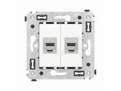 Компьютерная розетка RJ-45 без шторки в стену, кат.6А двойная экранированная, "Avanti", "Белое облако" 4400774 Компьютерная розетка RJ-45 без шторки в стену, кат.6А двойная экранированная, "Avanti", "Белое облако" ДКС | DKC