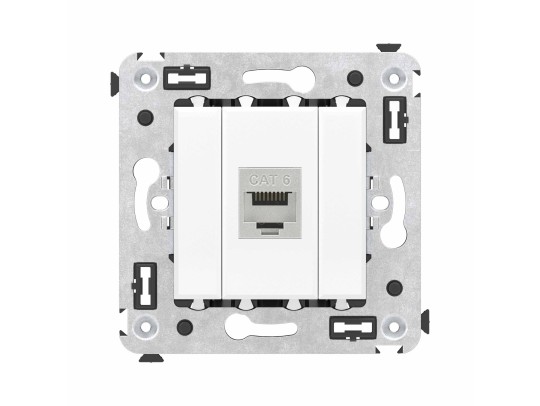 Компьютерная розетка RJ-45 без шторки в стену, кат.6 одинарная экранированная, "Avanti", "Белое облако" 4400793 Компьютерная розетка RJ-45 без шторки в стену, кат.6 одинарная экранированная, "Avanti", "Белое облако" ДКС | DKC
