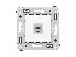Компьютерная розетка RJ-45 без шторки в стену, кат.6 одинарная экранированная, "Avanti", "Белое облако" 4400793 Компьютерная розетка RJ-45 без шторки в стену, кат.6 одинарная экранированная, "Avanti", "Белое облако" ДКС | DKC