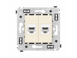 Телефонная розетка RJ-12 без шторки в стену двойная, "Avanti", "Ванильная дымка" 4405614 Телефонная розетка RJ-12 без шторки в стену двойная, "Avanti", "Ванильная дымка" ДКС | DKC