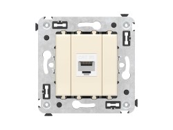 Компьютерная розетка RJ-45 без шторки в стену, кат.5е одинарная, "Avanti", "Ванильная дымка" 4405663 Компьютерная розетка RJ-45 без шторки в стену, кат.5е одинарная, "Avanti", "Ванильная дымка" ДКС | DKC