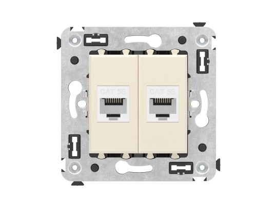 Компьютерная розетка RJ-45 без шторки в стену, кат.5е двойная, "Avanti", "Ванильная дымка" 4405664 Компьютерная розетка RJ-45 без шторки в стену, кат.5е двойная, "Avanti", "Ванильная дымка" ДКС | DKC