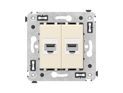 Компьютерная розетка RJ-45 без шторки в стену, кат.5е двойная, "Avanti", "Ванильная дымка" 4405664 Компьютерная розетка RJ-45 без шторки в стену, кат.5е двойная, "Avanti", "Ванильная дымка" ДКС | DKC