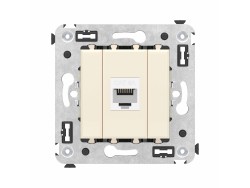 Компьютерная розетка RJ-45 без шторки в стену, кат.6А одинарная, "Avanti", "Ванильная дымка" 4405673 Компьютерная розетка RJ-45 без шторки в стену, кат.6А одинарная, "Avanti", "Ванильная дымка" ДКС | DKC