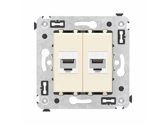 Компьютерная розетка RJ-45 без шторки в стену, кат.6 двойная, "Avanti", "Ванильная дымка" 4405694 Компьютерная розетка RJ-45 без шторки в стену, кат.6 двойная, "Avanti", "Ванильная дымка" ДКС | DKC