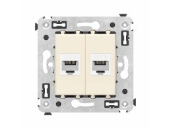Компьютерная розетка RJ-45 без шторки в стену, кат.6 двойная, "Avanti", "Ванильная дымка" 4405694 Компьютерная розетка RJ-45 без шторки в стену, кат.6 двойная, "Avanti", "Ванильная дымка" ДКС | DKC