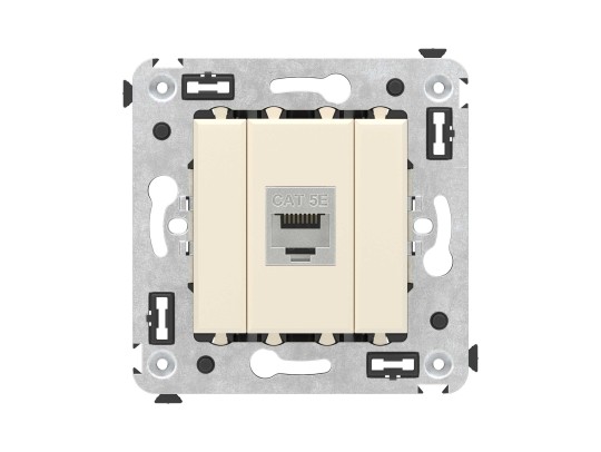 4405763 Компьютерная розетка RJ-45 без шторки в стену, кат.5e одинарная экранированная, &quot;Avanti&quot;, &quot;Ванильная дымка&quot; ДКС | DKC