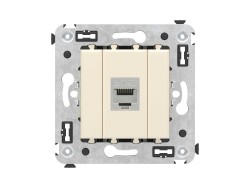 4405763 Компьютерная розетка RJ-45 без шторки в стену, кат.5e одинарная экранированная, &quot;Avanti&quot;, &quot;Ванильная дымка&quot; ДКС | DKC