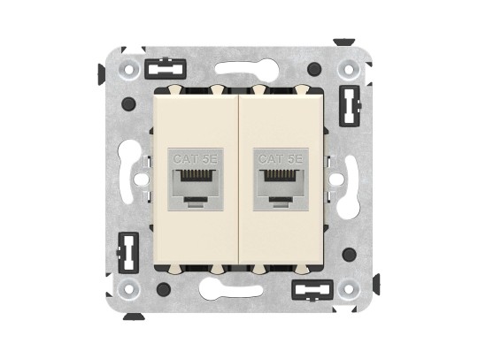 Компьютерная розетка RJ-45 без шторки в стену, кат.5e двойная экранированная, "Avanti", "Ванильная дымка" 4405764 Компьютерная розетка RJ-45 без шторки в стену, кат.5e двойная экранированная, "Avanti", "Ванильная дымка" ДКС | DKC
