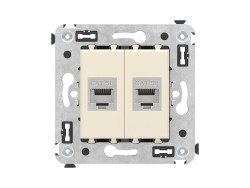 Компьютерная розетка RJ-45 без шторки в стену, кат.5e двойная экранированная, "Avanti", "Ванильная дымка" 4405764 Компьютерная розетка RJ-45 без шторки в стену, кат.5e двойная экранированная, "Avanti", "Ванильная дымка" ДКС | DKC