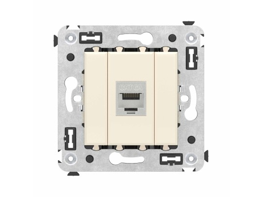 Компьютерная розетка RJ-45 без шторки в стену, кат.6А одинарная экранированная, "Avanti", "Ванильная дымка" 4405773 Компьютерная розетка RJ-45 без шторки в стену, кат.6А одинарная экранированная, "Avanti", "Ванильная дымка" ДКС | DKC
