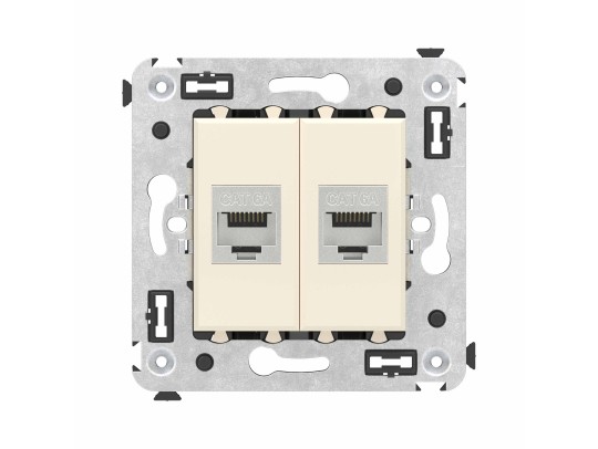 Компьютерная розетка RJ-45 без шторки в стену, кат.6А двойная экранированная, "Avanti", "Ванильная дымка" 4405774 Компьютерная розетка RJ-45 без шторки в стену, кат.6А двойная экранированная, "Avanti", "Ванильная дымка" ДКС | DKC
