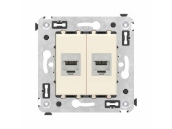 Компьютерная розетка RJ-45 без шторки в стену, кат.6А двойная экранированная, "Avanti", "Ванильная дымка" 4405774 Компьютерная розетка RJ-45 без шторки в стену, кат.6А двойная экранированная, "Avanti", "Ванильная дымка" ДКС | DKC