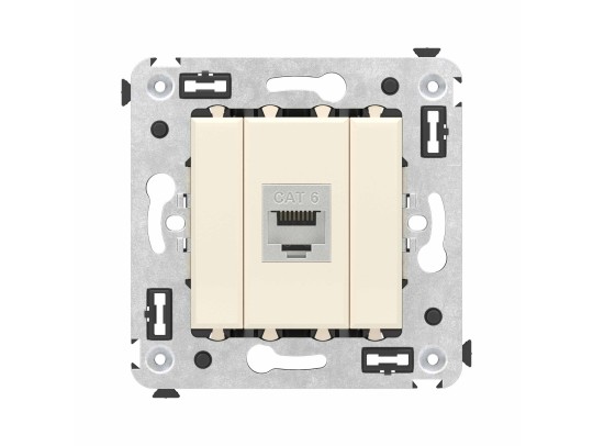 Компьютерная розетка RJ-45 без шторки в стену, кат.6 одинарная экранированная, "Avanti", "Ванильная дымка" 4405793 Компьютерная розетка RJ-45 без шторки в стену, кат.6 одинарная экранированная, "Avanti", "Ванильная дымка" ДКС | DKC