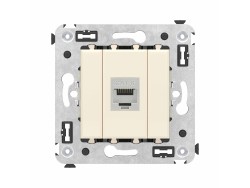Компьютерная розетка RJ-45 без шторки в стену, кат.6 одинарная экранированная, "Avanti", "Ванильная дымка" 4405793 Компьютерная розетка RJ-45 без шторки в стену, кат.6 одинарная экранированная, "Avanti", "Ванильная дымка" ДКС | DKC