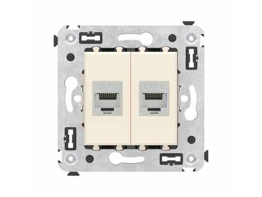 Компьютерная розетка RJ-45 без шторки в стену, кат.6 двойная экранированная, "Avanti", "Ванильная дымка" 4405794 Компьютерная розетка RJ-45 без шторки в стену, кат.6 двойная экранированная, "Avanti", "Ванильная дымка" ДКС | DKC
