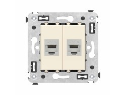Компьютерная розетка RJ-45 без шторки в стену, кат.6 двойная экранированная, "Avanti", "Ванильная дымка" 4405794 Компьютерная розетка RJ-45 без шторки в стену, кат.6 двойная экранированная, "Avanti", "Ванильная дымка" ДКС | DKC