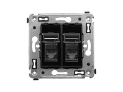 Компьютерная розетка RJ-45 в стену, кат.6 двойная,"Avanti", "Черный квадрат" 4402294 Компьютерная розетка RJ-45 в стену, кат.6 двойная,"Avanti", "Черный квадрат" ДКС | DKC
