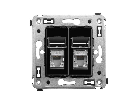 4402394 Компьютерная розетка RJ-45 в стену, кат.6 двойнаяэкранированная,&quot;Avanti&quot;, &quot;Черный квадрат&quot; ДКС | DKC