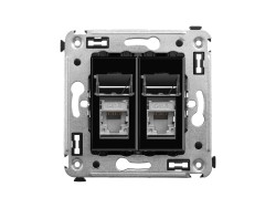 4402394 Компьютерная розетка RJ-45 в стену, кат.6 двойнаяэкранированная,&quot;Avanti&quot;, &quot;Черный квадрат&quot; ДКС | DKC