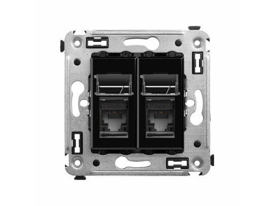 Компьютерная розетка RJ-45 в стену, кат.5e двойная, "Avanti", "Черный квадрат" 4402464 Компьютерная розетка RJ-45 в стену, кат.5e двойная, "Avanti", "Черный квадрат" ДКС | DKC