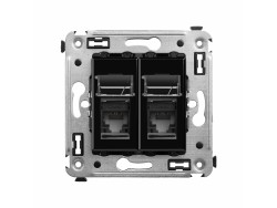 Компьютерная розетка RJ-45 в стену, кат.5e двойная, "Avanti", "Черный квадрат" 4402464 Компьютерная розетка RJ-45 в стену, кат.5e двойная, "Avanti", "Черный квадрат" ДКС | DKC