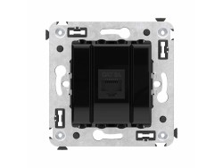 Компьютерная розетка RJ-45 без шторки в стену, кат.6А одинарная, "Avanti", "Черный квадрат" 4402673 Компьютерная розетка RJ-45 без шторки в стену, кат.6А одинарная, "Avanti", "Черный квадрат" ДКС | DKC