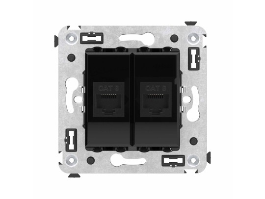 Компьютерная розетка RJ-45 без шторки в стену, кат.6 двойная, "Avanti", "Черный квадрат" 4402694 Компьютерная розетка RJ-45 без шторки в стену, кат.6 двойная, "Avanti", "Черный квадрат" ДКС | DKC