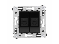 Компьютерная розетка RJ-45 без шторки в стену, кат.6 двойная, "Avanti", "Черный квадрат" 4402694 Компьютерная розетка RJ-45 без шторки в стену, кат.6 двойная, "Avanti", "Черный квадрат" ДКС | DKC